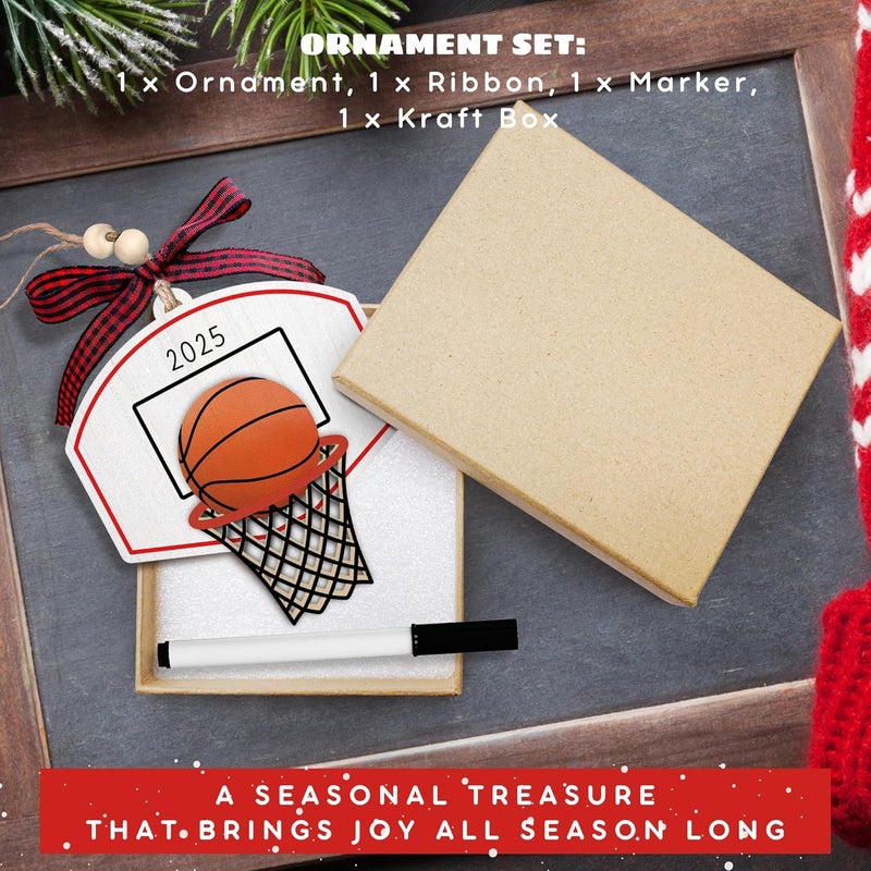 SUCHAGIFT Basketball Ornament - Basketball Ornaments for Christmas Tree - Sports Ornaments for Tree - Girls Sports Gifts, Team Gifts - Wood Christmas Ornament 2025 & Marker for Custom Text - Image 3